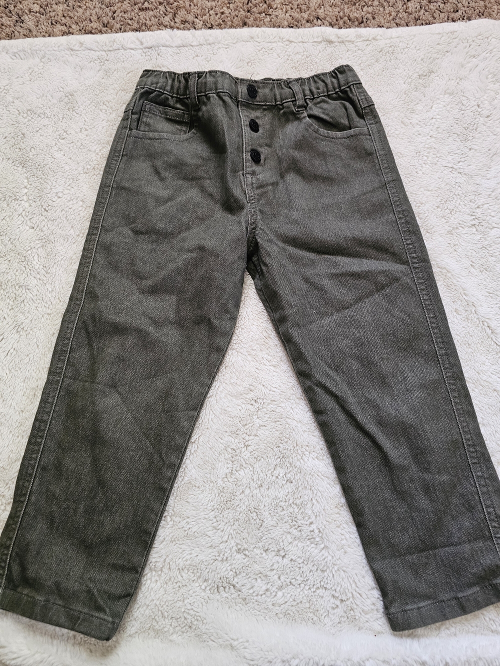 Kids Gray Button-Front Jeans